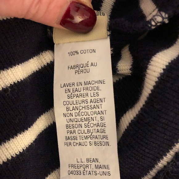 L.L. Bean dark Navy/White Striped sweater - Picture 4 of 5